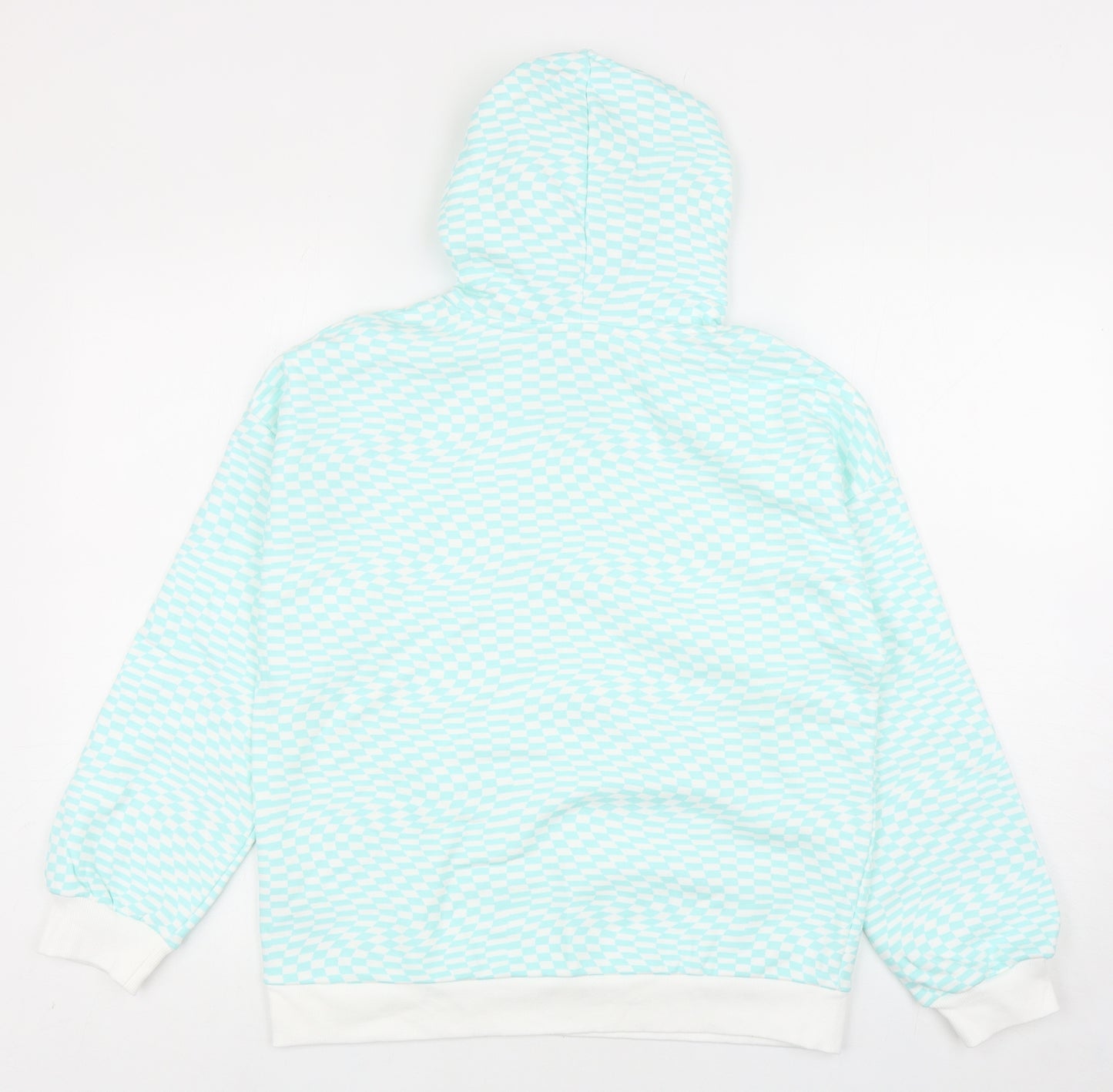 Marks and Spencer Girls Blue Geometric Cotton Pullover Hoodie Size 12-13 Years Pullover