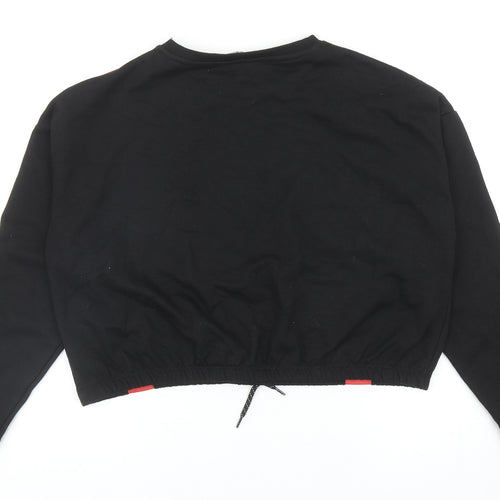 Primark Girls Black Geometric Cotton Pullover Sweatshirt Size 12-13 Years Drawstring