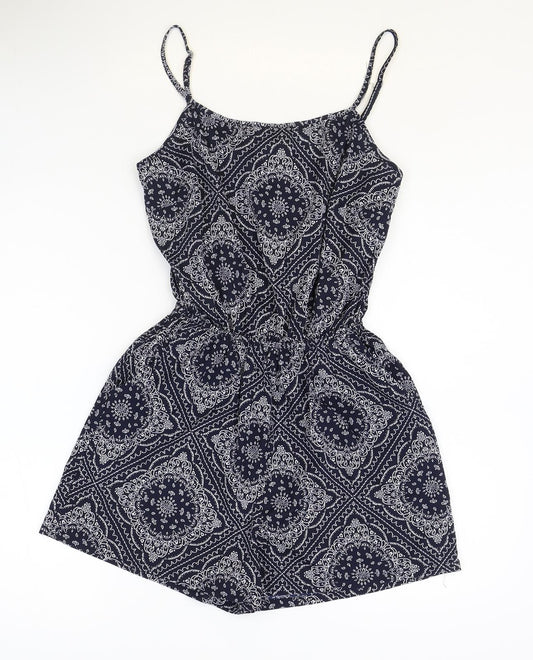 Atmosphere Womens Blue Geometric Polyester Playsuit One-Piece Size 8