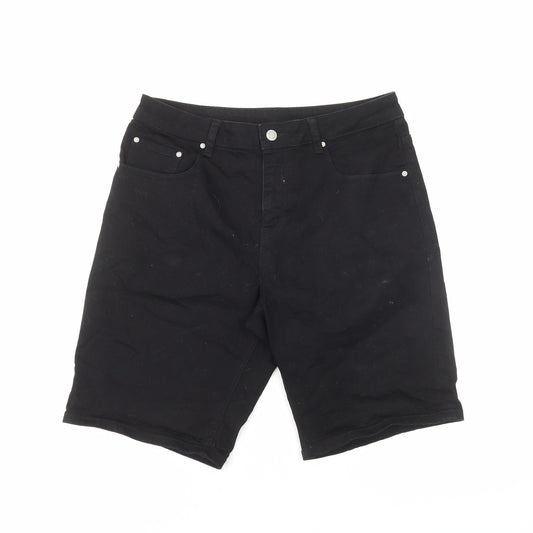 ASOS Mens Black Cotton Bermuda Shorts Size S Regular Zip