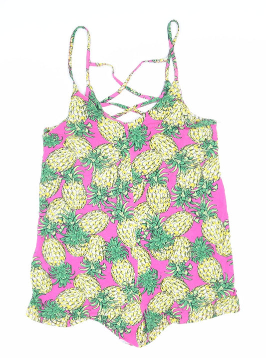 New Look Womens Multicoloured Geometric Polyester Playsuit One-Piece Size 10 L3 in Pullover - Pineapple