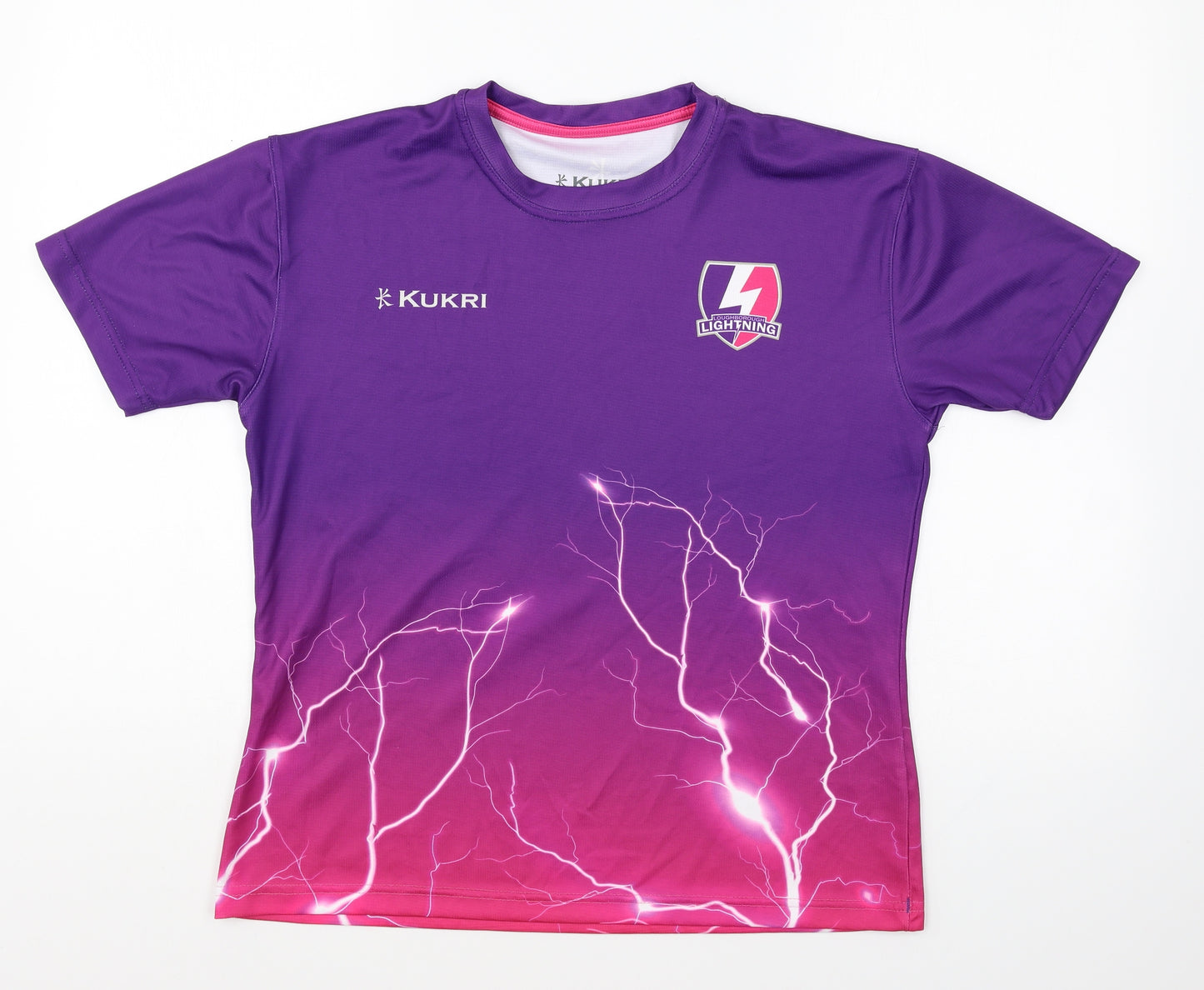 Kukri Womens Purple Polyester Basic T-Shirt Size 12 Round Neck - Lightning