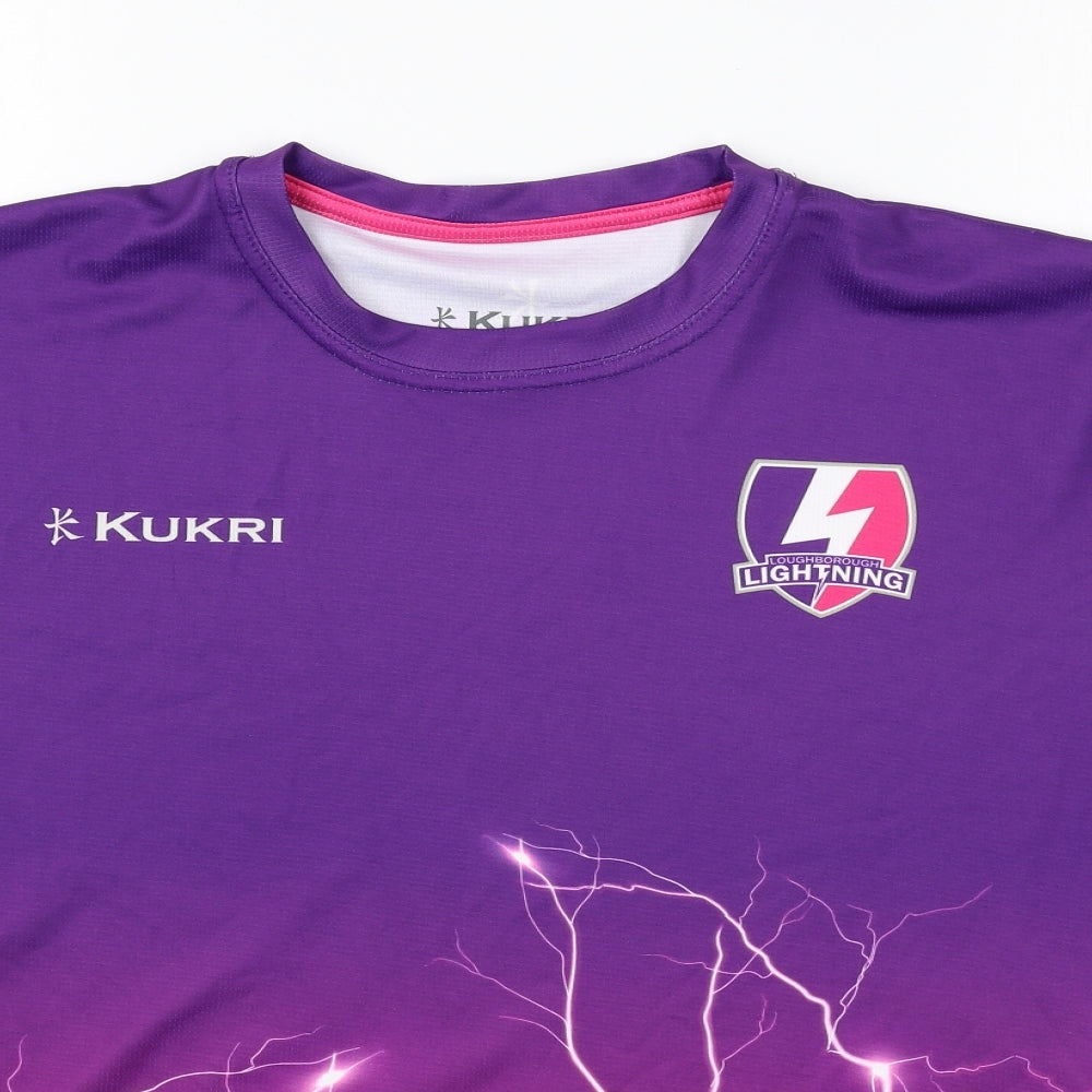 Kukri Womens Purple Polyester Basic T-Shirt Size 12 Round Neck - Lightning
