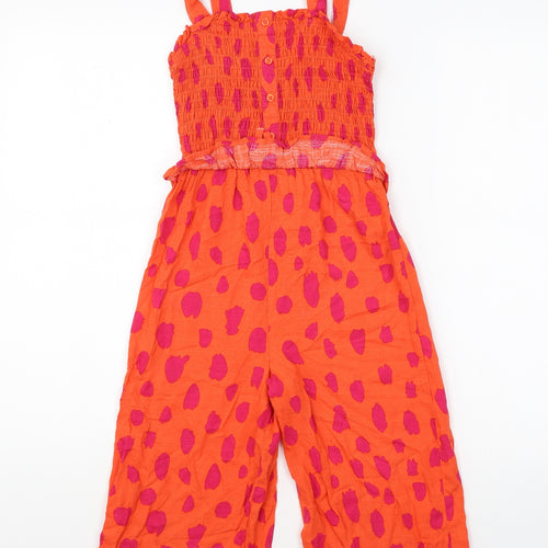 Matalan Girls Orange Geometric Cotton Jumpsuit One-Piece Size 8 Years Pullover