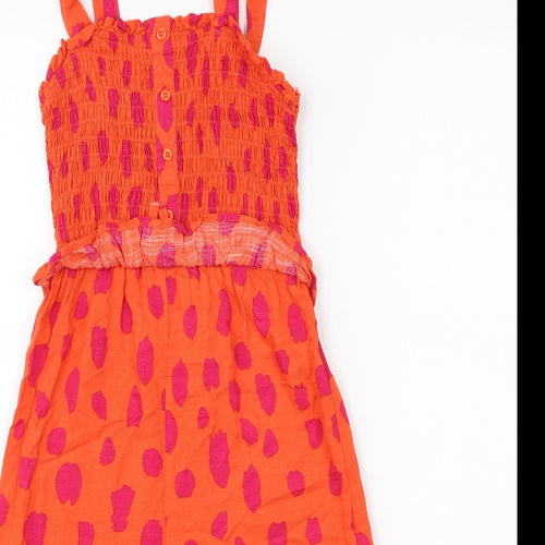 Matalan Girls Orange Geometric Cotton Jumpsuit One-Piece Size 8 Years Pullover