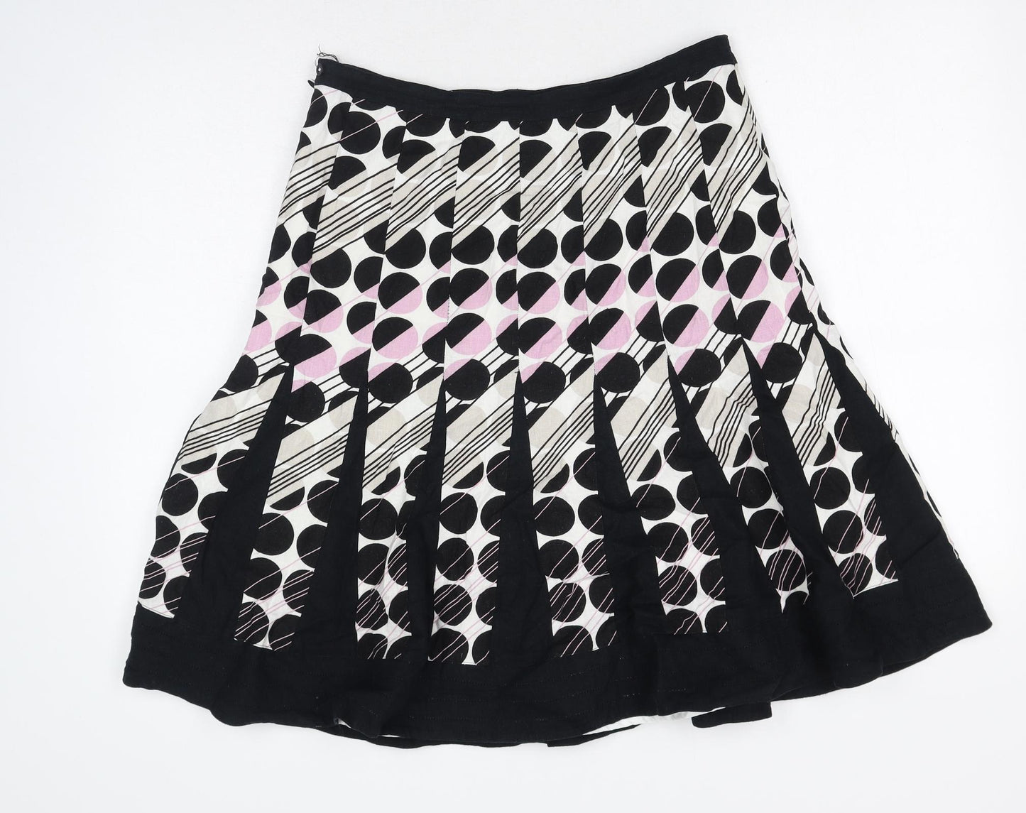 Fusion Womens Black Geometric Linen A-Line Skirt Size 6 Zip