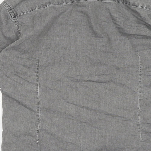 ASOS Mens Grey Cotton Button-Up Size S Collared Button
