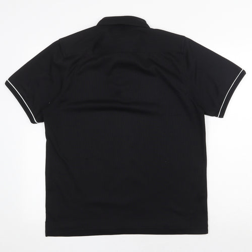 UrbanSpirit Mens Black Polyester Polo Size M Collared Button