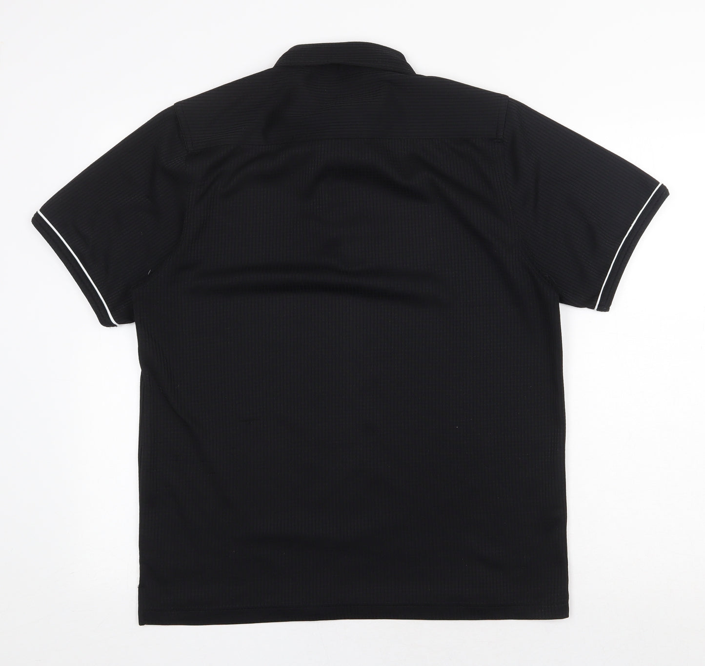 UrbanSpirit Mens Black Polyester Polo Size M Collared Button
