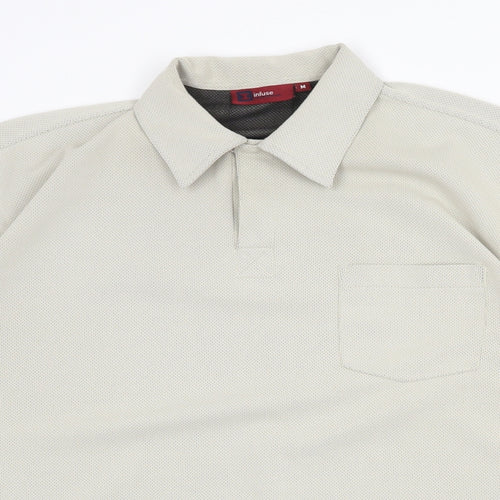Infuse Athletic Gear Mens Beige Polyester Polo Size M Collared Button