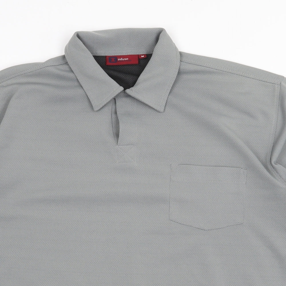 Infuse Athletic Gear Mens Grey Polyester Polo Size M Collared Button