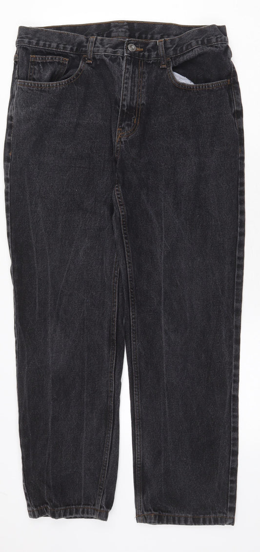 George Mens Grey Cotton Straight Jeans Size 34 in Regular Zip
