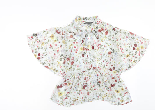Primark Womens Multicoloured Floral Polyester Basic Blouse Size 10 Round Neck