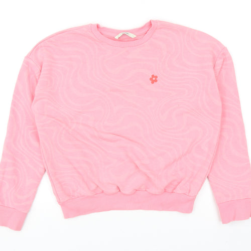 George Girls Pink Geometric Cotton Pullover Sweatshirt Size 9-10 Years Pullover - Be Nice Pass it on