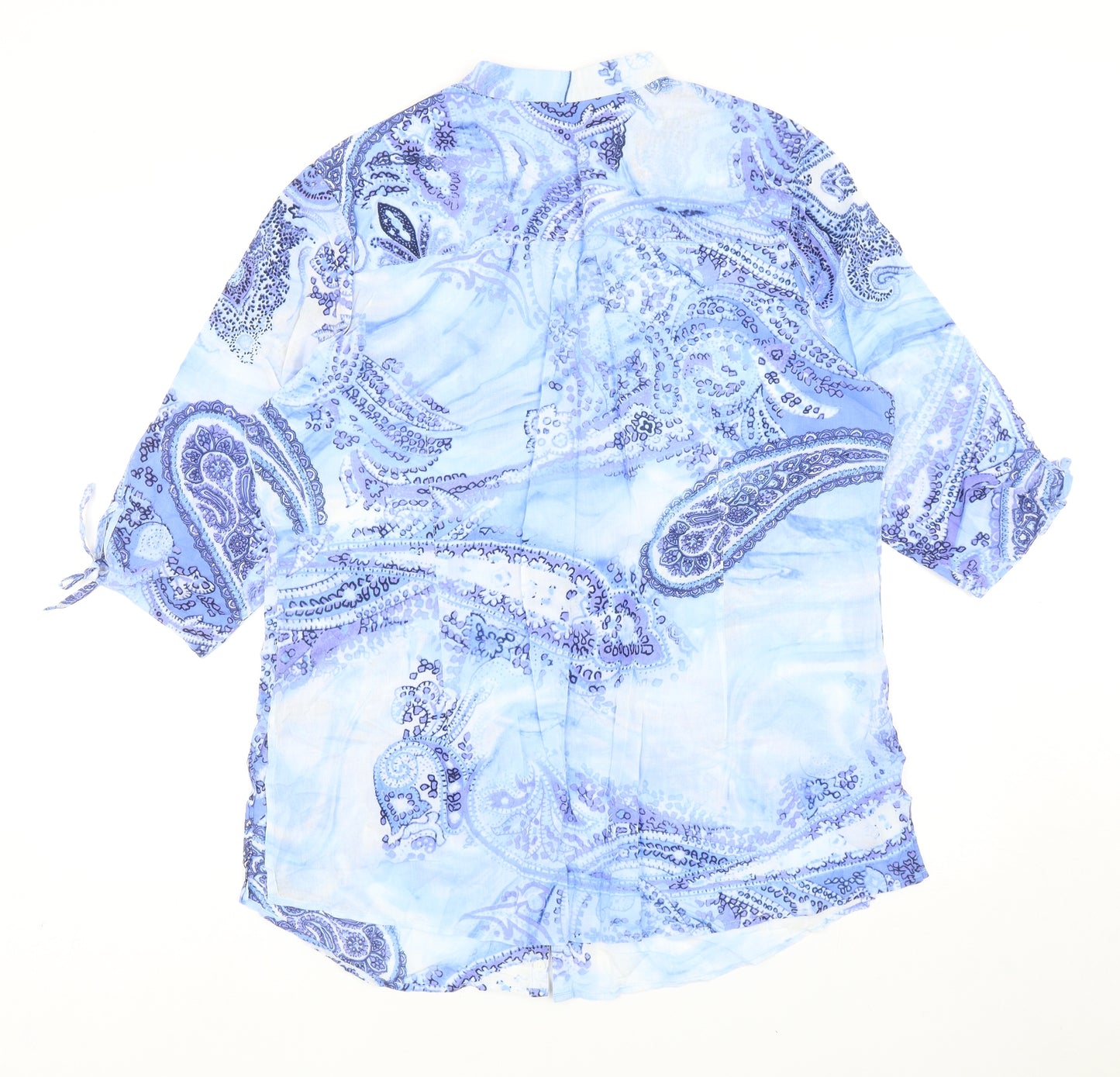 BRAX Womens Blue Paisley Polyester Basic Button-Up Size 18 V-Neck