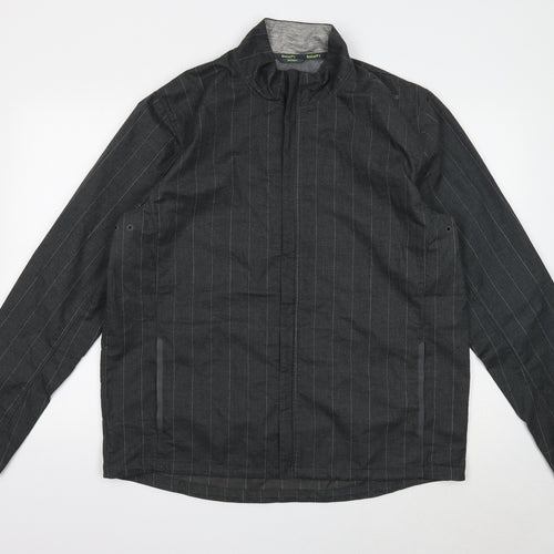 Brooks Mens Grey Striped Jacket Size XL Zip
