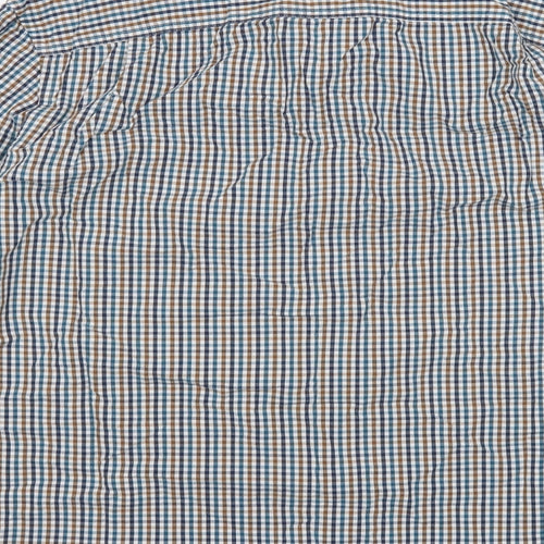 Marks and Spencer Mens Multicoloured Check Cotton Button-Up Size L Collared Button