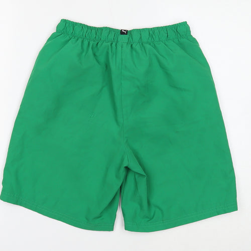PUMA Boys Green Polyester Sweat Shorts Size 13-14 Years Regular Drawstring