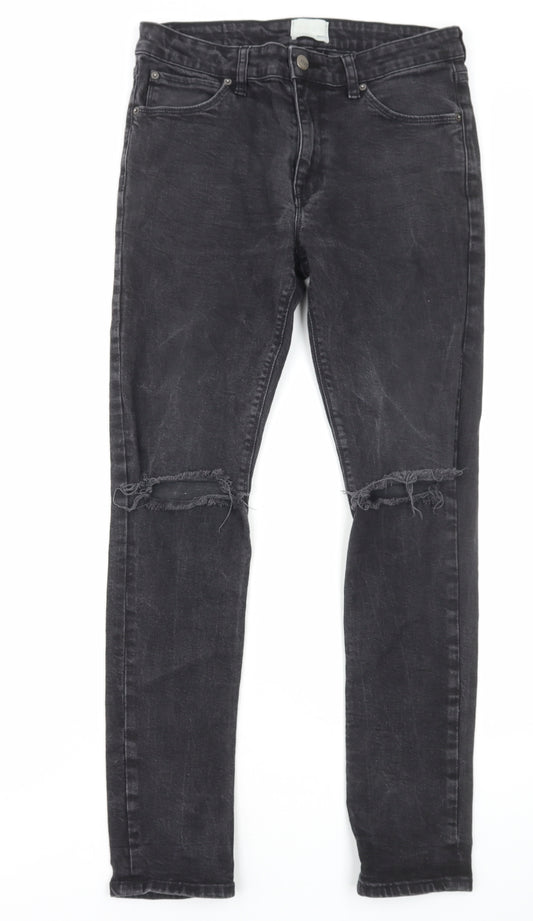 Noak Mens Black Cotton Skinny Jeans Size M Regular Zip