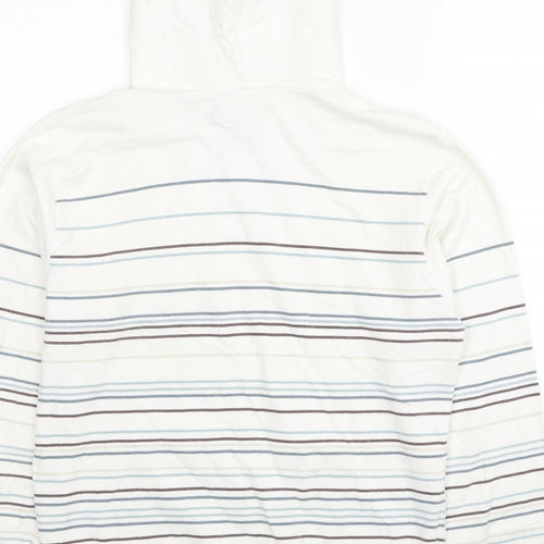 Smith & Jones Womens White Striped Cotton Pullover Hoodie Size M Pullover