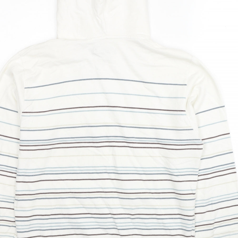 Smith & Jones Womens White Striped Cotton Pullover Hoodie Size M Pullover
