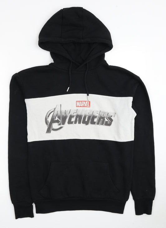 Primark Mens Black Cotton Pullover Hoodie Size XS - Avengers