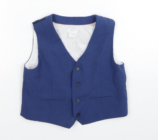 mamas & papas Boys Blue Gilet Waistcoat Size 3-4 Years Button