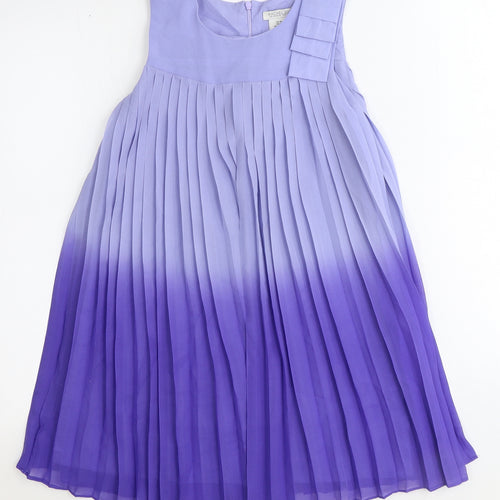 Rachel Zoe Girls Purple Polyester Basic Blouse Size 9-10 Years Round Neck Zip