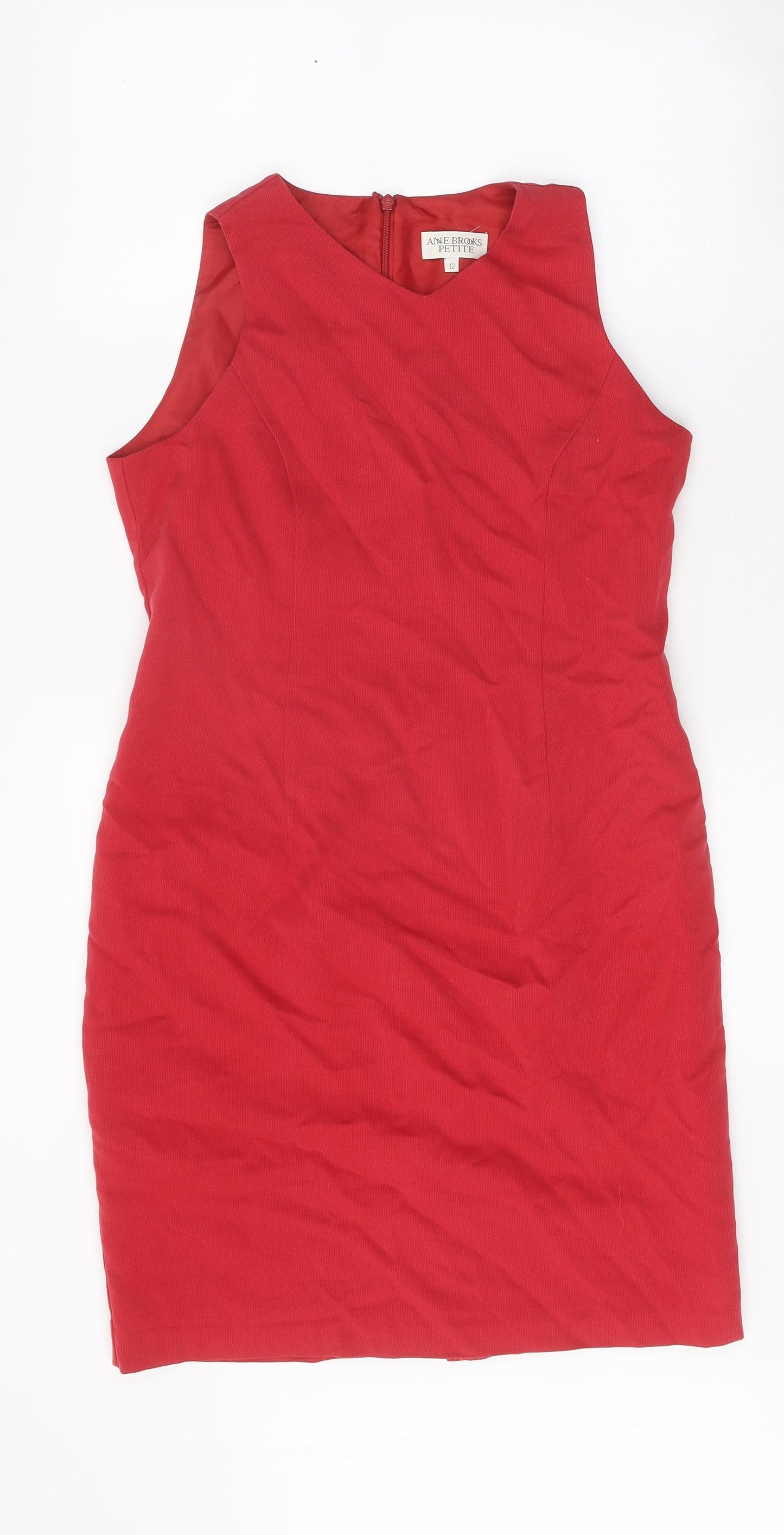 Anne Brooks Womens Red Modal A-Line Size 12 V-Neck Zip