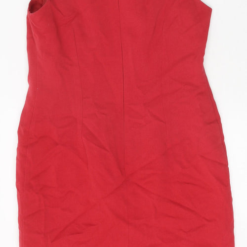 Anne Brooks Womens Red Modal A-Line Size 12 V-Neck Zip