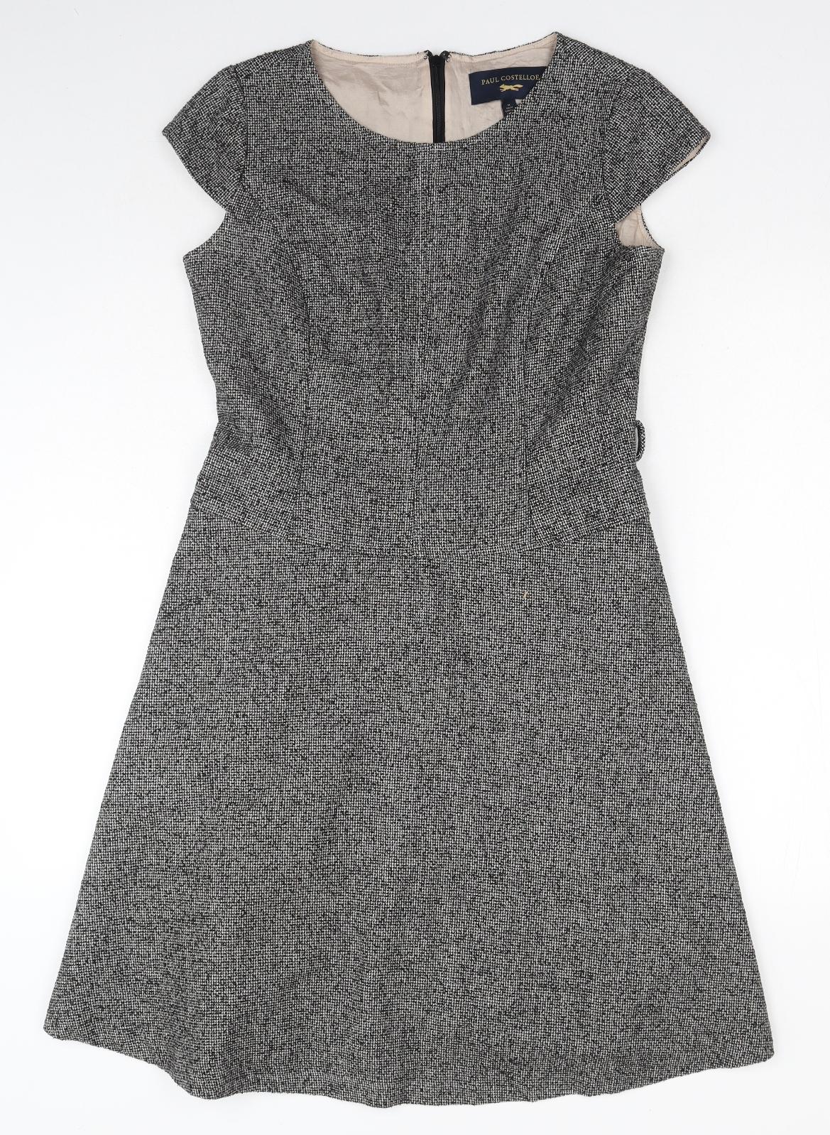 Paul Costelloe Womens Grey Polyester A-Line Size M Scoop Neck Zip