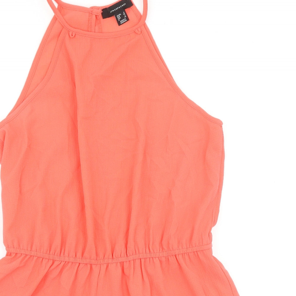 Primark Womens Orange Polyester Playsuit One-Piece Size 8 Button