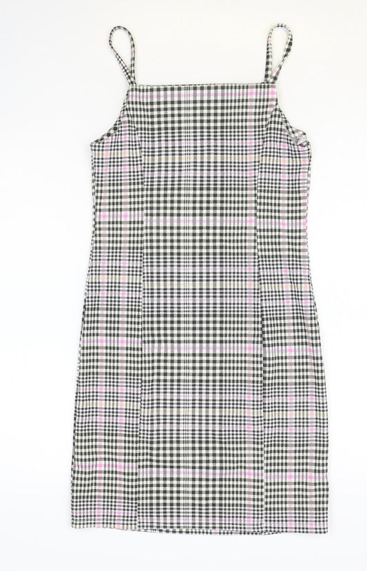 Primark Girls Multicoloured Houndstooth Polyester A-Line Size 12-13 Years Square Neck Pullover