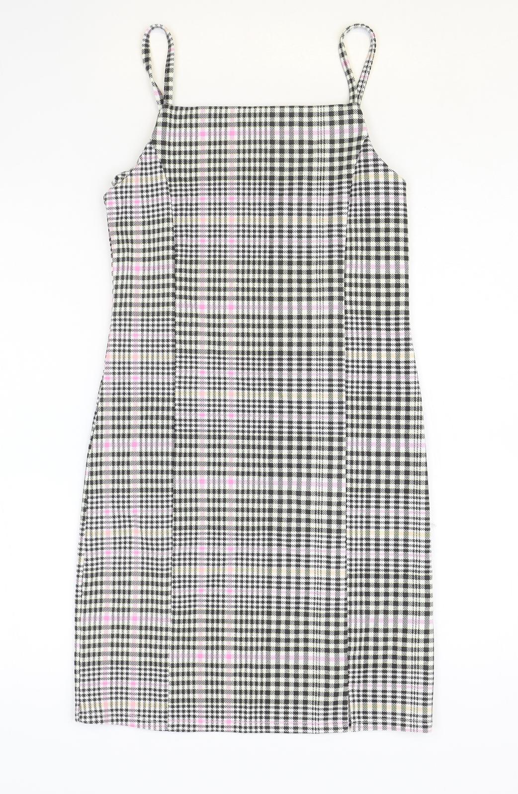 Primark Girls Multicoloured Houndstooth Polyester A-Line Size 12-13 Years Square Neck Pullover