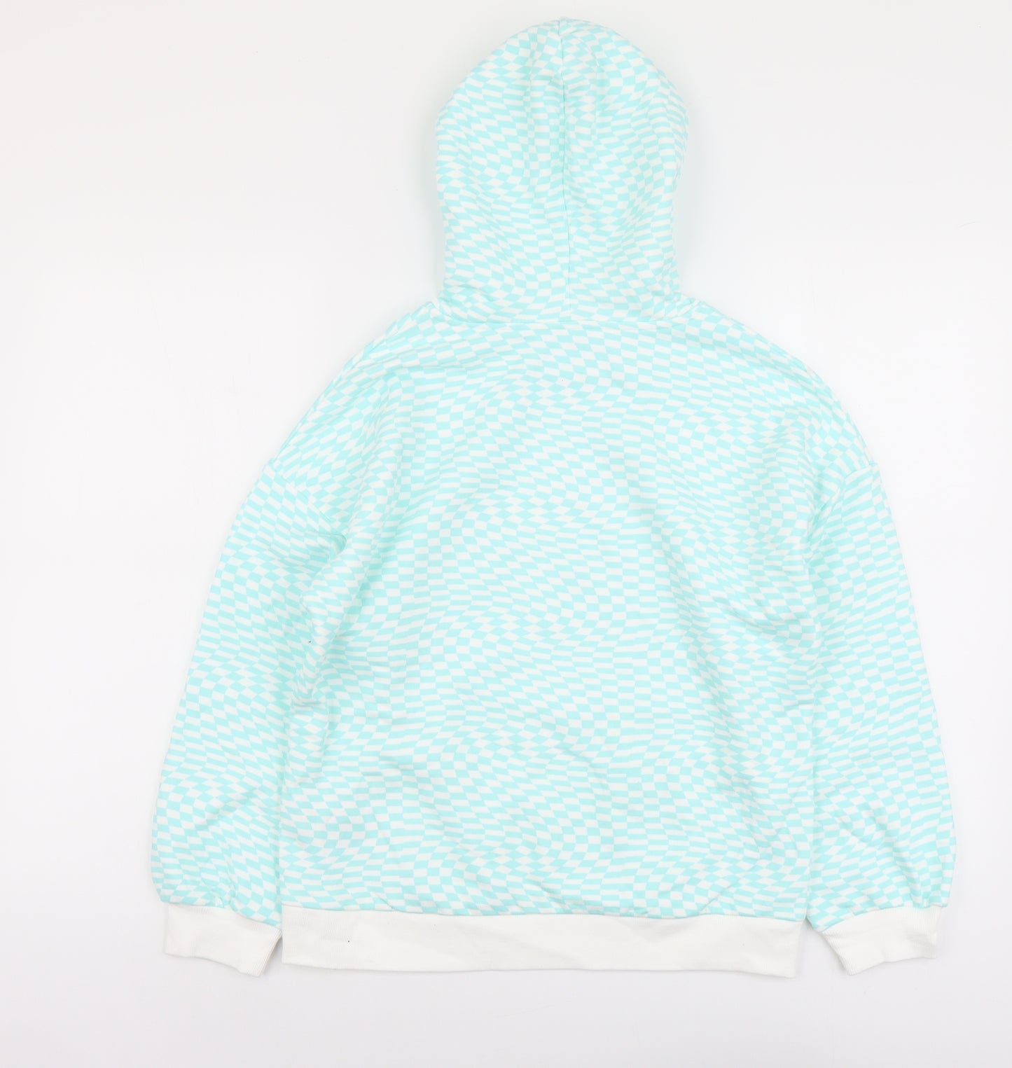 Marks and Spencer Girls Blue Geometric Cotton Pullover Hoodie Size 11-12 Years Pullover