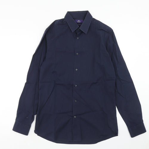 NEXT Mens Blue Cotton Dress Shirt Size 15.5 Collared Button