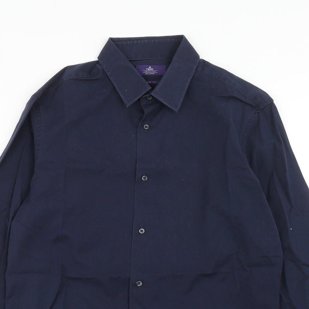 NEXT Mens Blue Cotton Dress Shirt Size 15.5 Collared Button