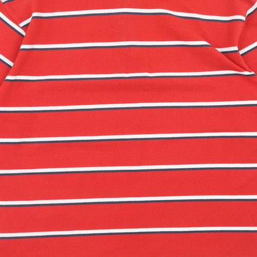 Lonsdale Mens Red Striped Cotton Polo Size L Collared Button