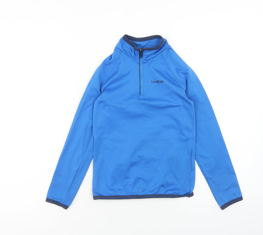 DECATHLON Boys Blue Polyester Pullover Sweatshirt Size 8 Years Zip