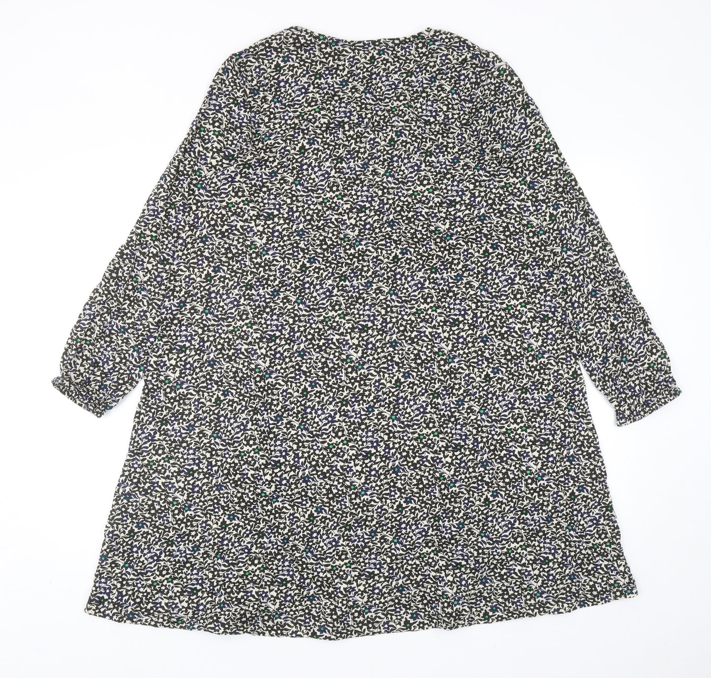 Seasalt Womens Black Geometric Cotton Shift Size 8 V-Neck Pullover