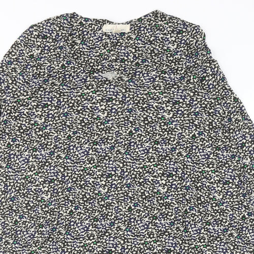 Seasalt Womens Black Geometric Cotton Shift Size 8 V-Neck Pullover