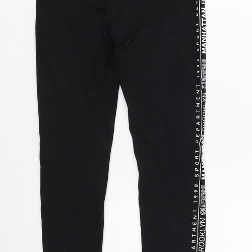 H&M Girls Black Geometric Cotton Jogger Trousers Size 11 Years Regular Pullover - Leggins