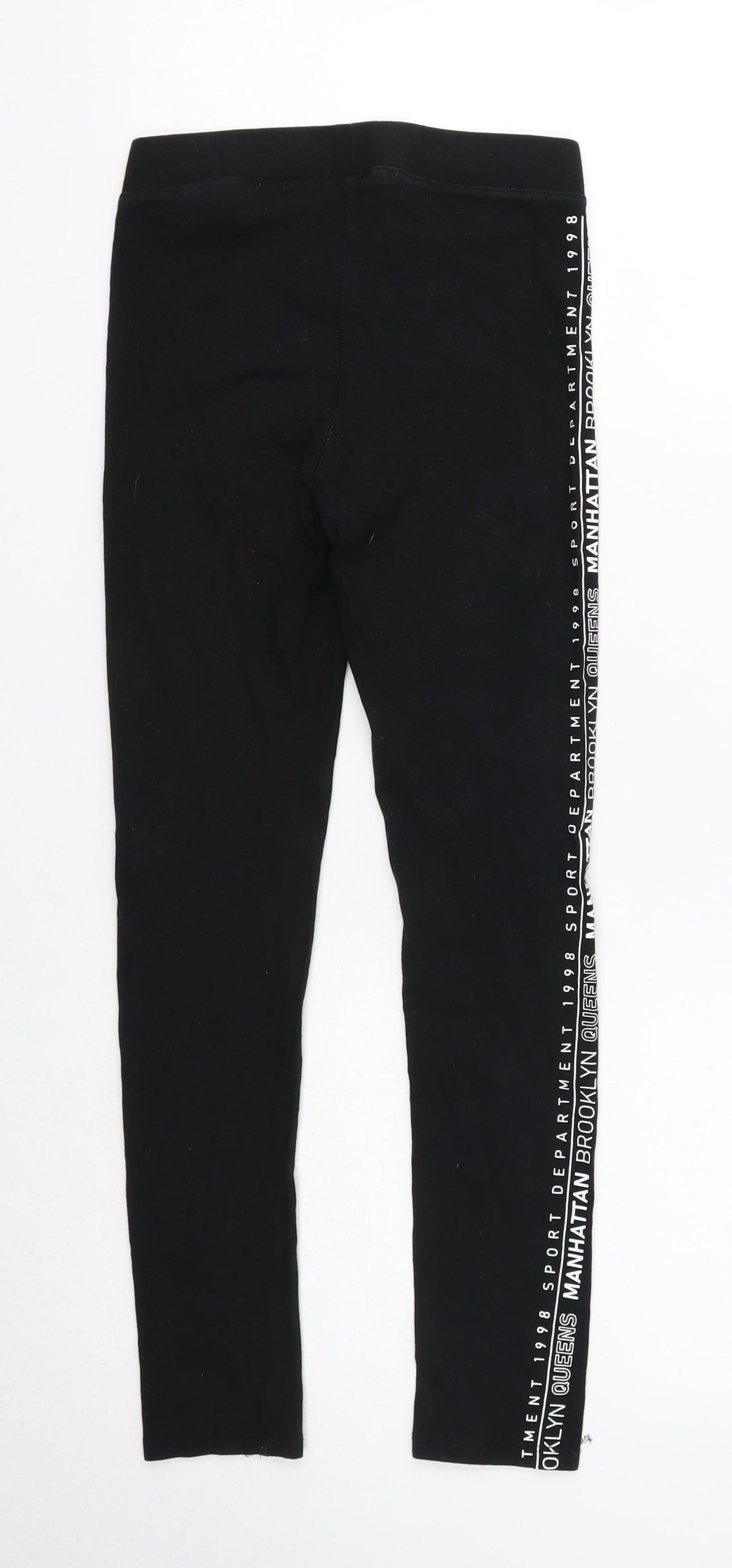 H&M Girls Black Geometric Cotton Jogger Trousers Size 11 Years Regular Pullover - Leggins