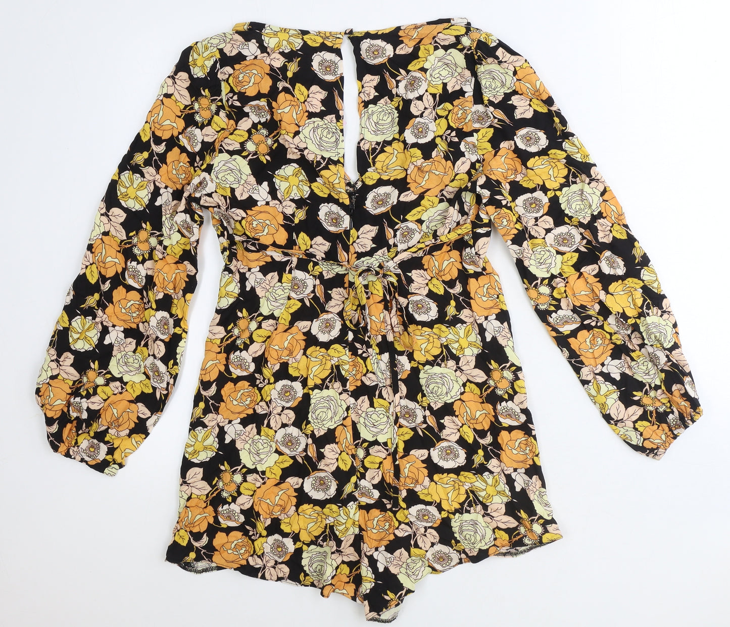 Miss Selfridge Womens Multicoloured Floral Viscose Playsuit One-Piece Size 10 Zip