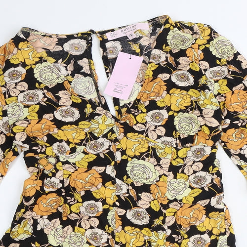 Miss Selfridge Womens Multicoloured Floral Viscose Playsuit One-Piece Size 10 Zip