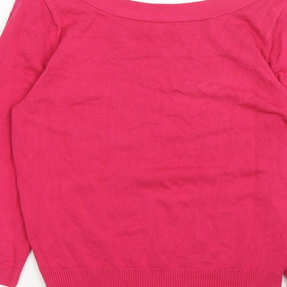 B&W Womens Pink Scoop Neck Viscose Pullover Jumper Size M