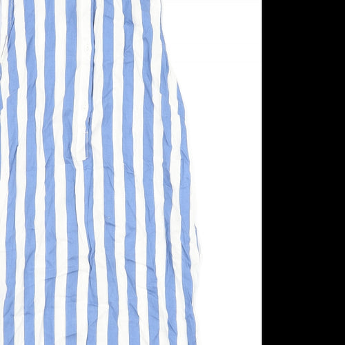 TALLY WEiJL Womens Blue Striped Viscose Tank Dress Size M V-Neck Button