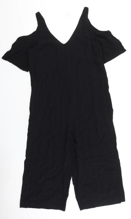 Topshop Womens Black Viscose Jumpsuit One-Piece Size 6 L16 in Zip