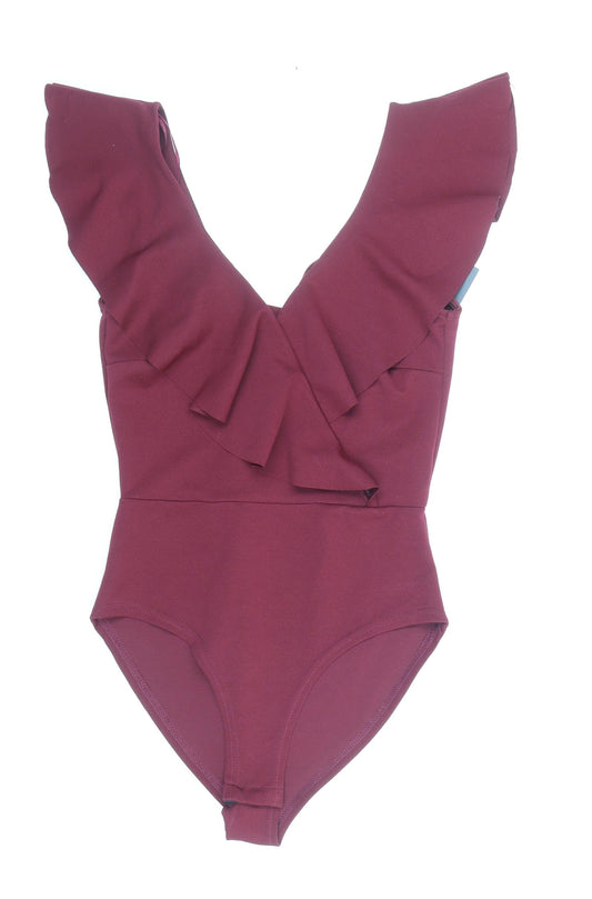 New Look Womens Red Polyester Bodysuit One-Piece Size 8 Snap