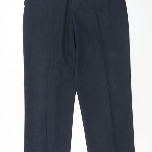 BHS Mens Blue Polyester Dress Pants Trousers Size 34 in L33 in Regular Hook & Eye